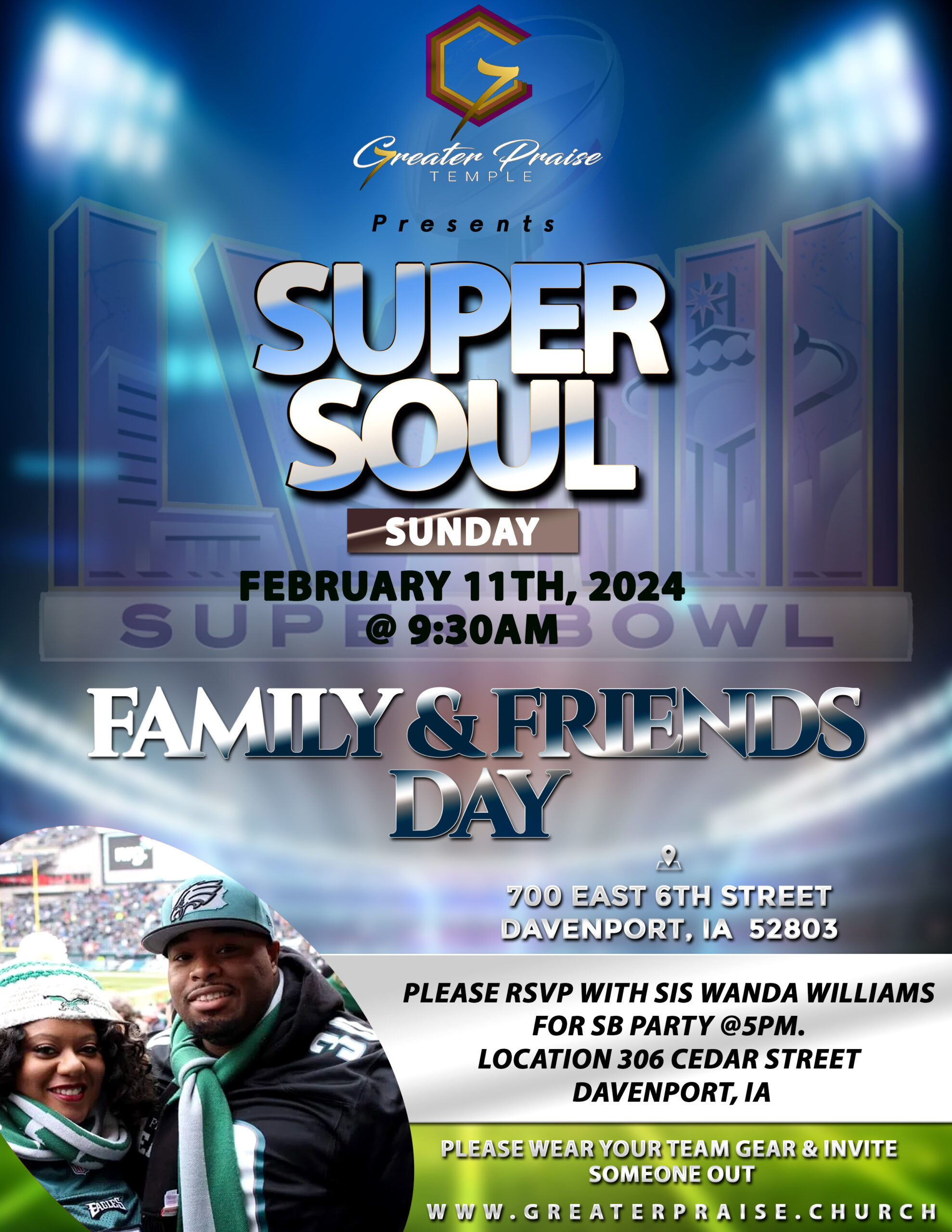 super bowl service party flyer